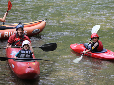 Landon and Sophie and Steven of Adventurous Fast Rivers on the Nantahala River 