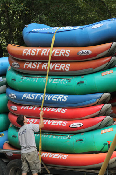 Boats at the Fast Rivers outpost on the Nantahala River